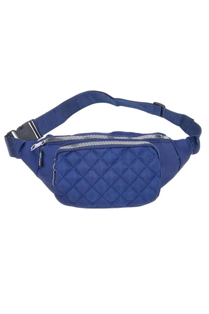 Marsupio blu trapuntato con tasche zip Indigeno metropolitano 8200-A [BLU] miniatura 2