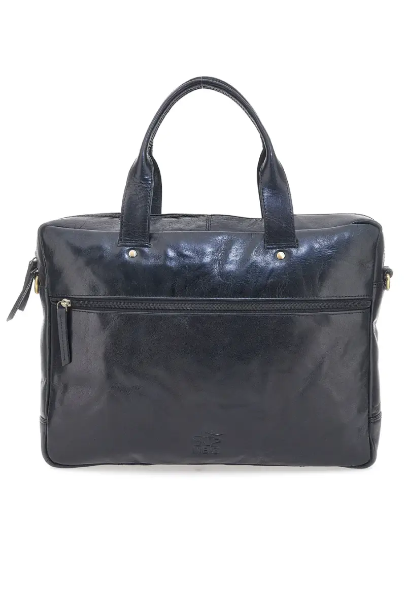 Ventiquattrore nera in pelle con zip e tracolla Nbg 333-1 [NERO] miniatura 3