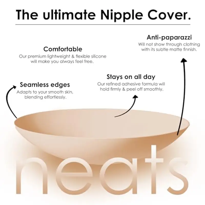 NEATS Copricapezzoli da Donna, Reggiseno Invisibile Adesivo Riutilizzabile in Silicone Ipoallergenico, Nipple Covers Capezzolo Copre Petalo (Caramel, 8cm) miniatura 2