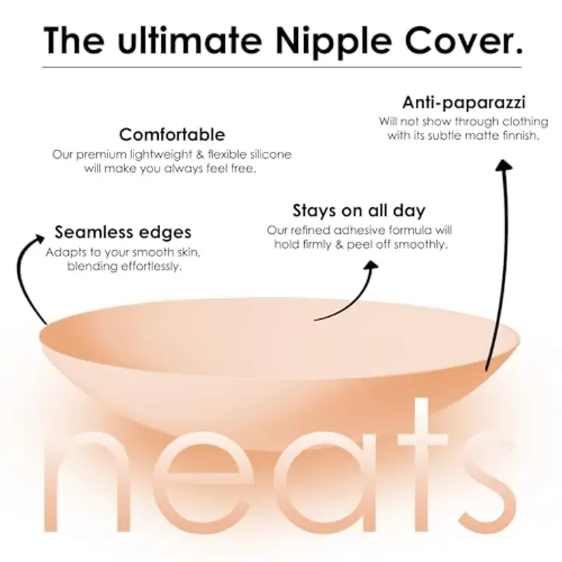 NEATS Copricapezzoli da Donna, Reggiseno Invisibile Adesivo Riutilizzabile in Silicone Ipoallergenico, Nipple Covers Capezzolo Copre Petalo (Champagne, 8cm) miniatura 2