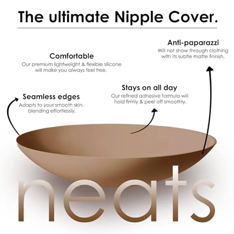 NEATS Copricapezzoli da Donna, Reggiseno Invisibile Adesivo Riutilizzabile in Silicone Ipoallergenico, Nipple Covers Capezzolo Copre Petalo (Mocha, 10cm) miniatura 2