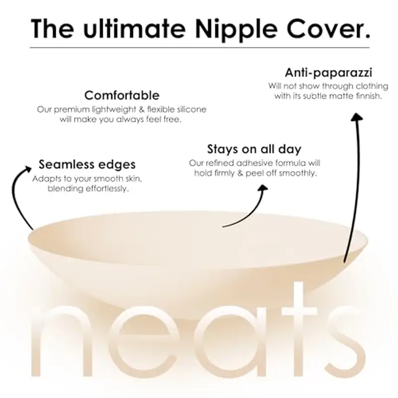 NEATS Copricapezzoli da Donna, Reggiseno Invisibile Adesivo Riutilizzabile in Silicone Ipoallergenico, Nipple Covers Capezzolo Copre Petalo (Pearl, 10cm) miniatura 2