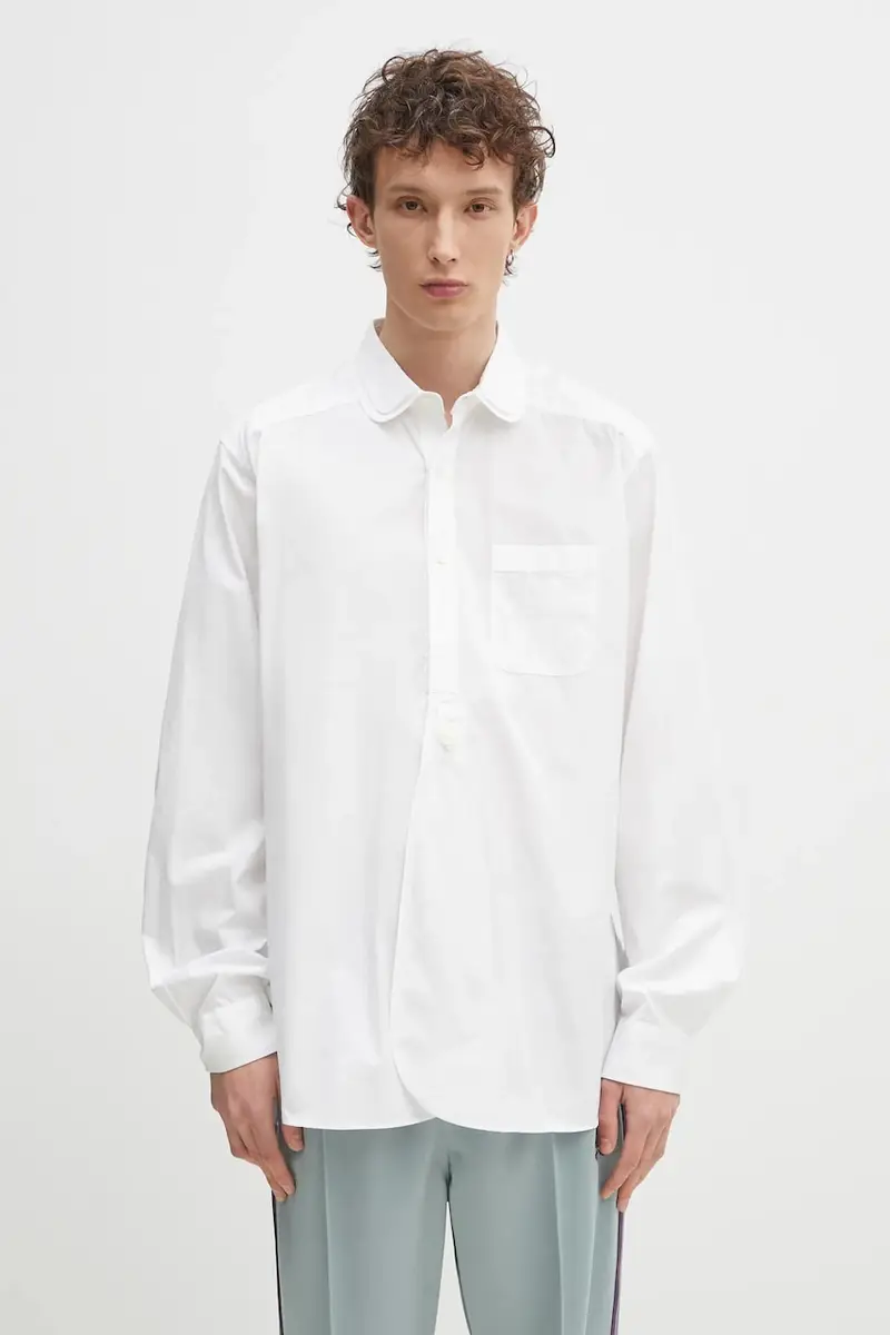 camicia in cotone Double Round Collar EDW uomo colore bianco QV294