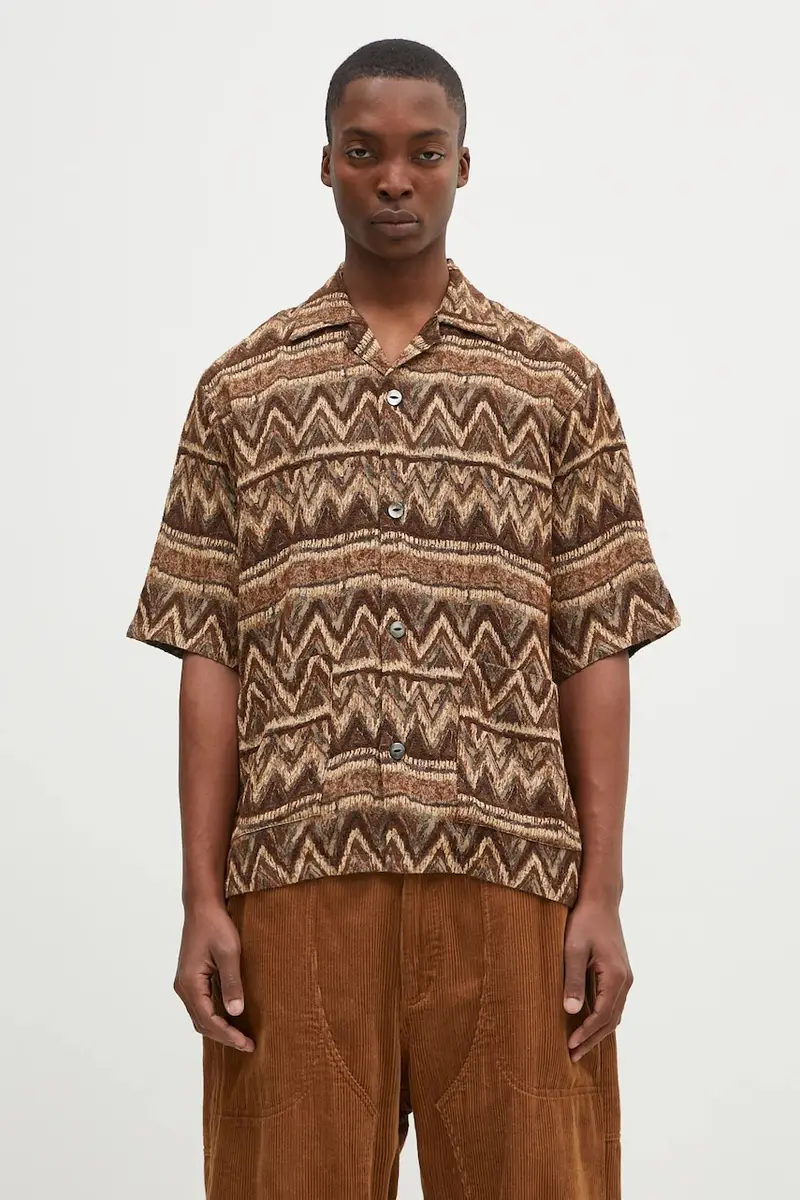 camicia in misto lana Cabana Shirt colore marrone PU154