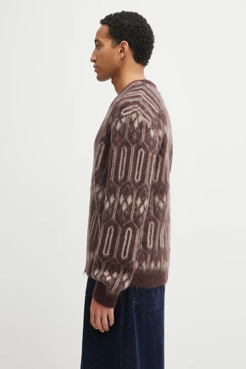 cardigan con mohair Geometric colore granata RW357 miniatura 2