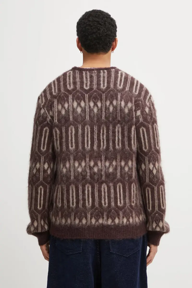 cardigan con mohair Geometric colore granata RW357 miniatura 3