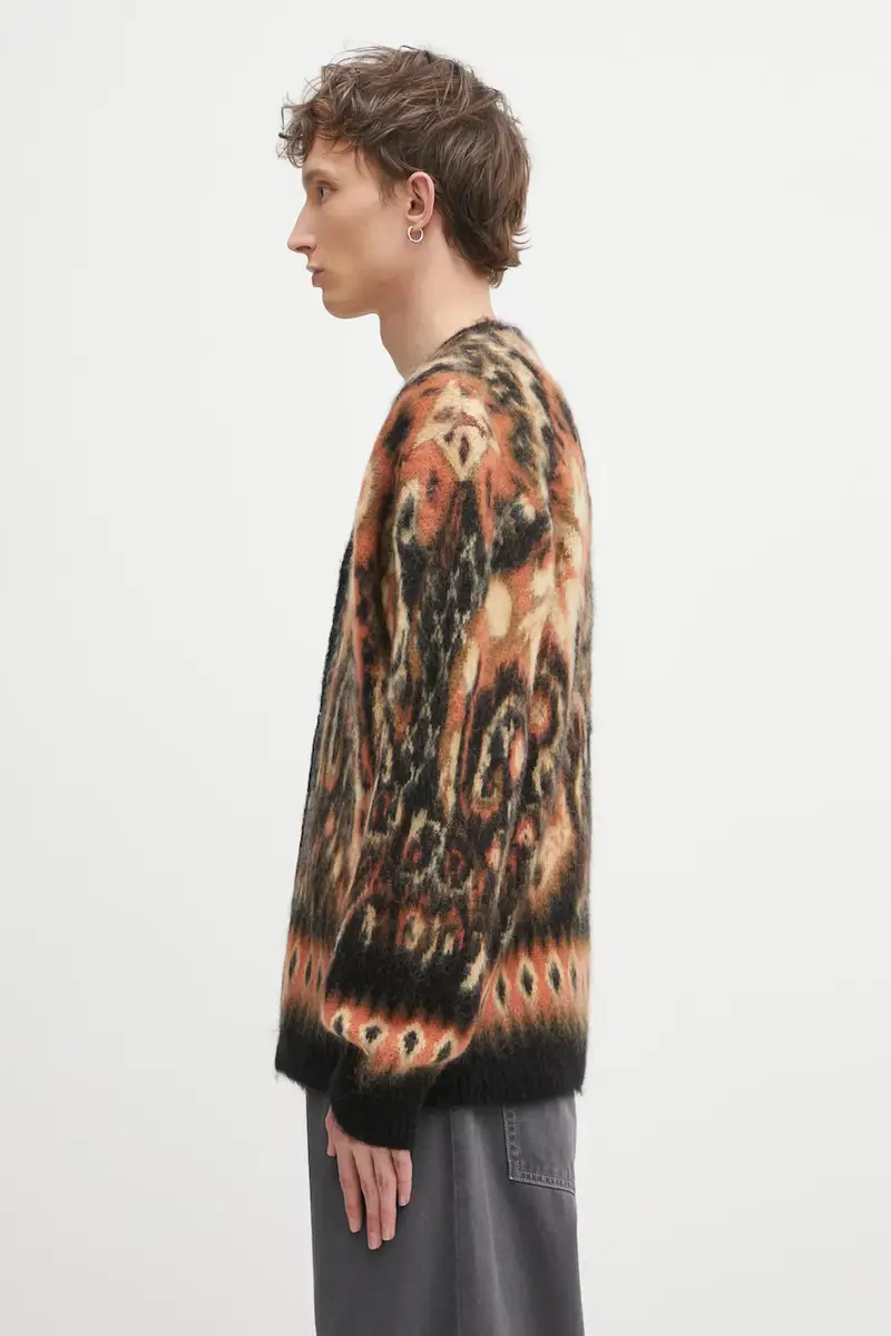 cardigan con mohair Paisley colore beige RW356 miniatura 2