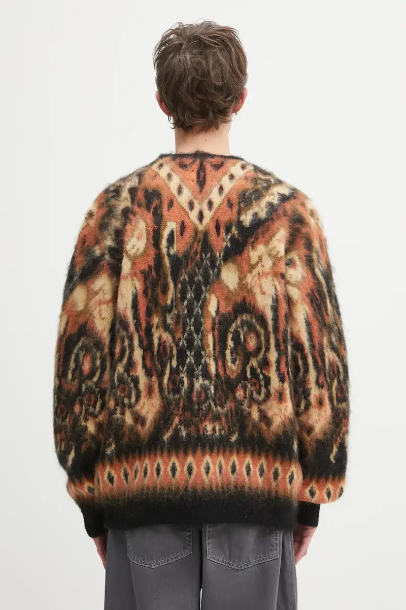 cardigan con mohair Paisley colore beige RW356 miniatura 3