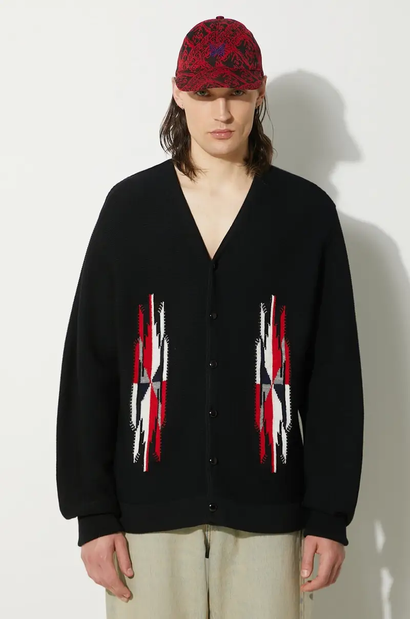 cardigan in lana V Neck colore nero OT268