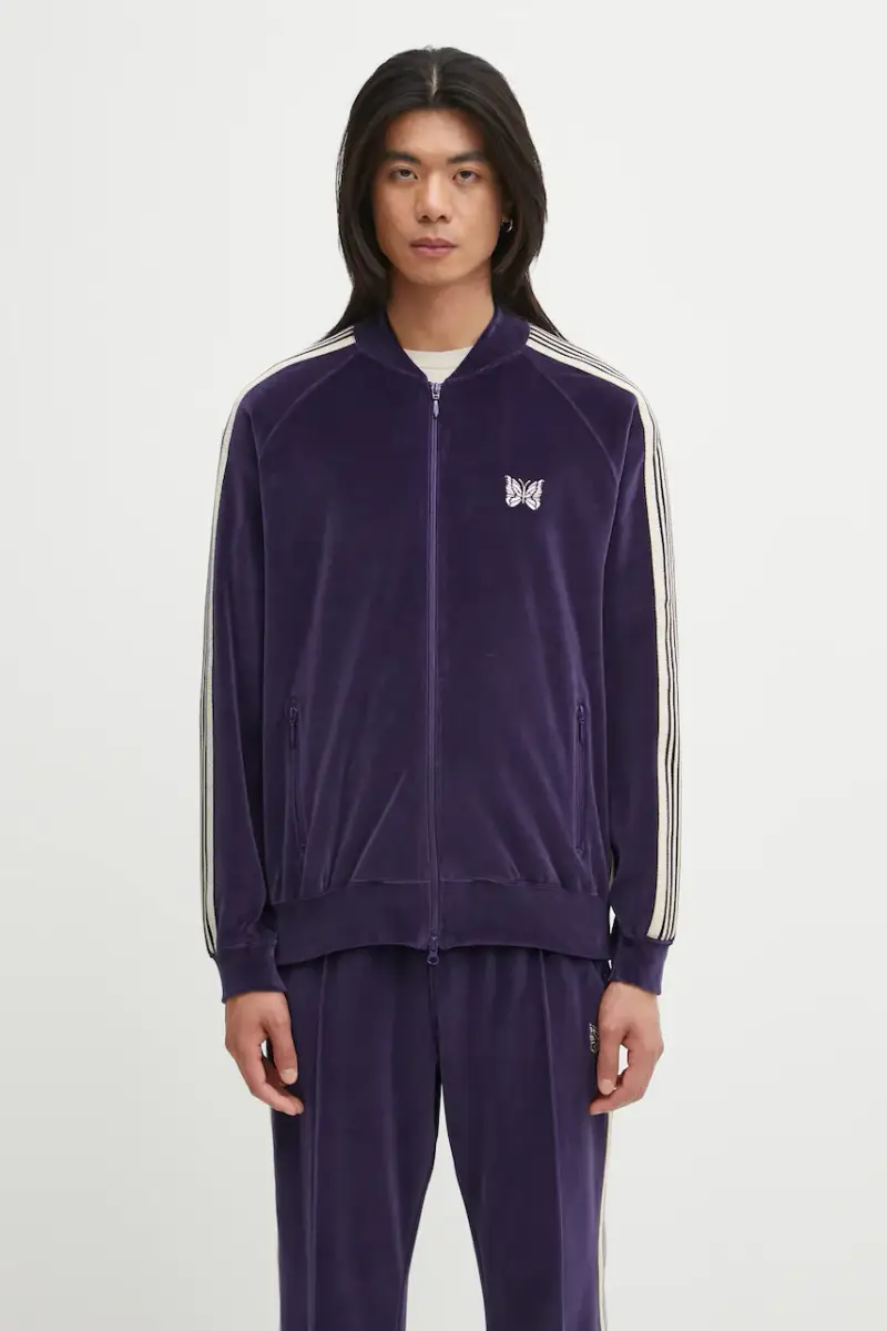 felpa Rib Collar uomo colore blu navy con applicazione RW323