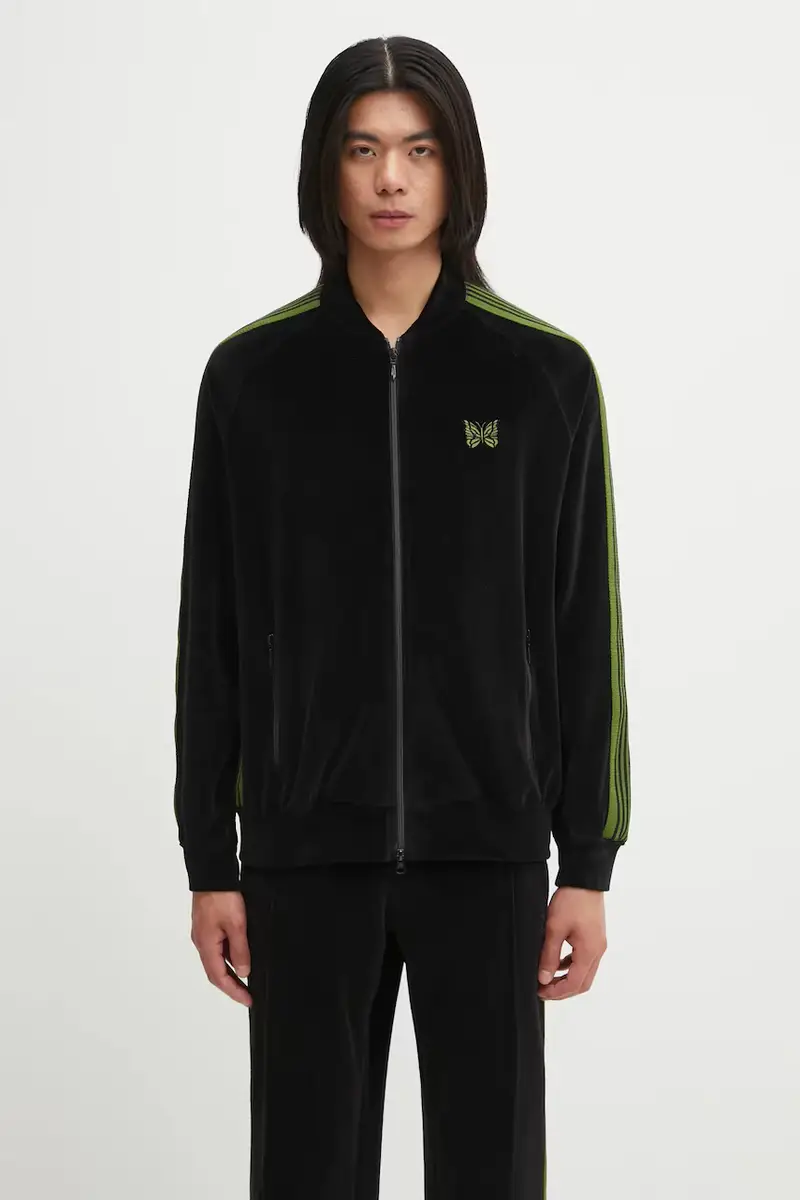 felpa Rib Collar uomo colore nero con applicazione RW323