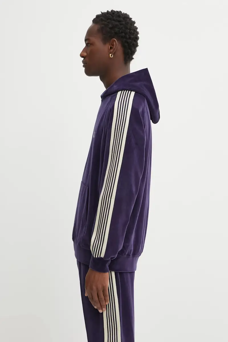 felpa Track Hoody uomo colore blu navy con cappuccio con applicazione RW324 miniatura 2