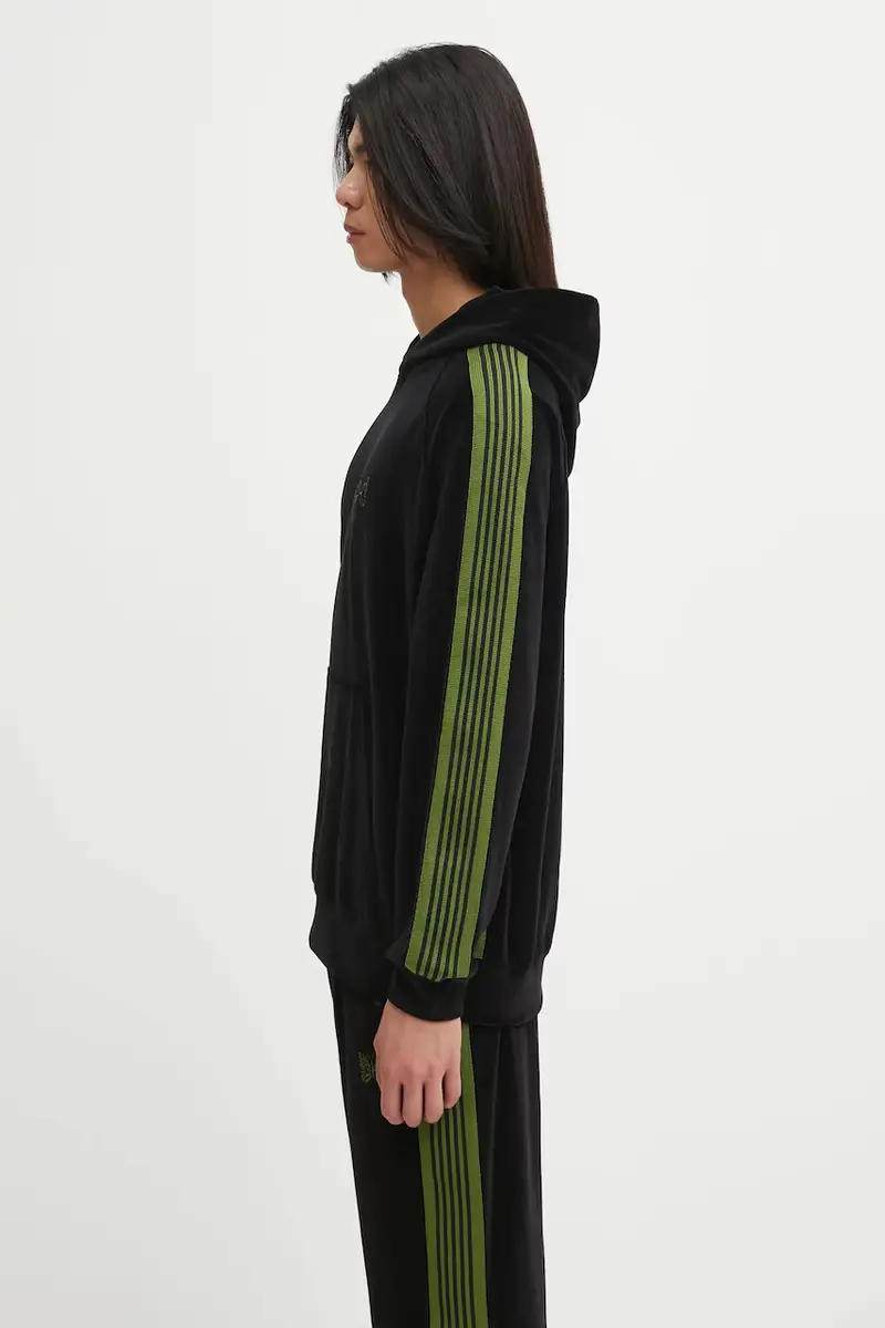 felpa Track Hoody uomo colore nero con cappuccio con applicazione RW324 miniatura 2