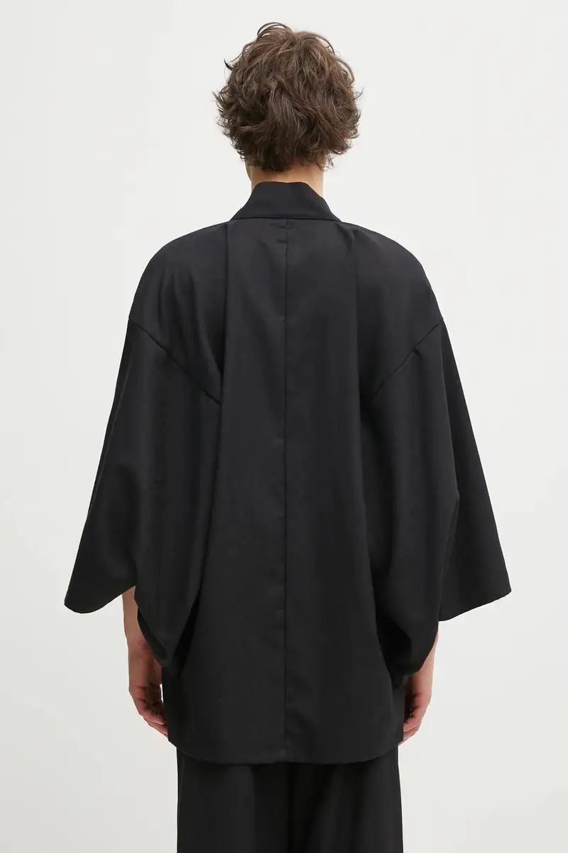 giacca in lana Haori uomo colore nero QV092 miniatura 3