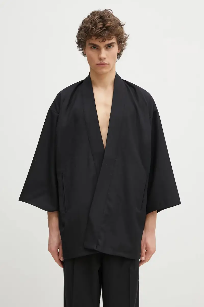 giacca in lana Haori uomo colore nero QV092