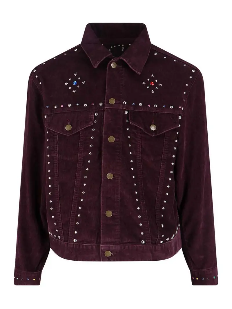 Giacca in Velluto a Coste Borchie Viola