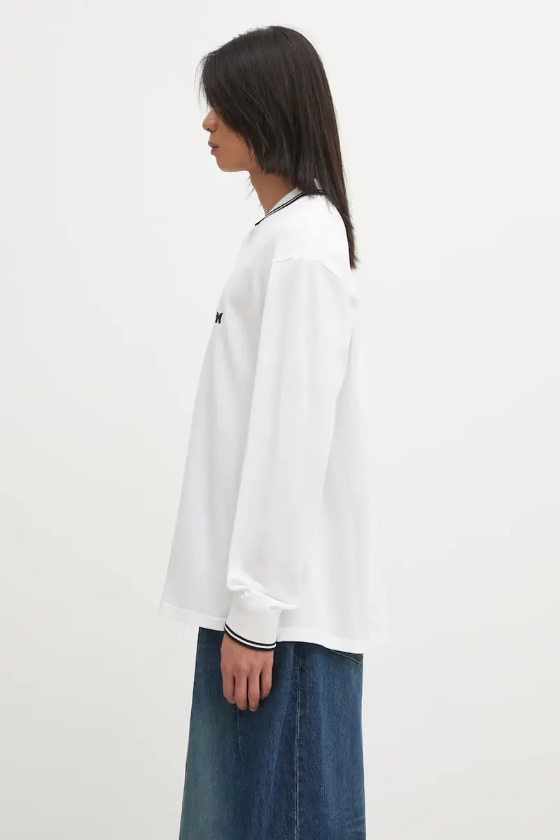 top a maniche lunghe in cotone colore bianco RW347 miniatura 2