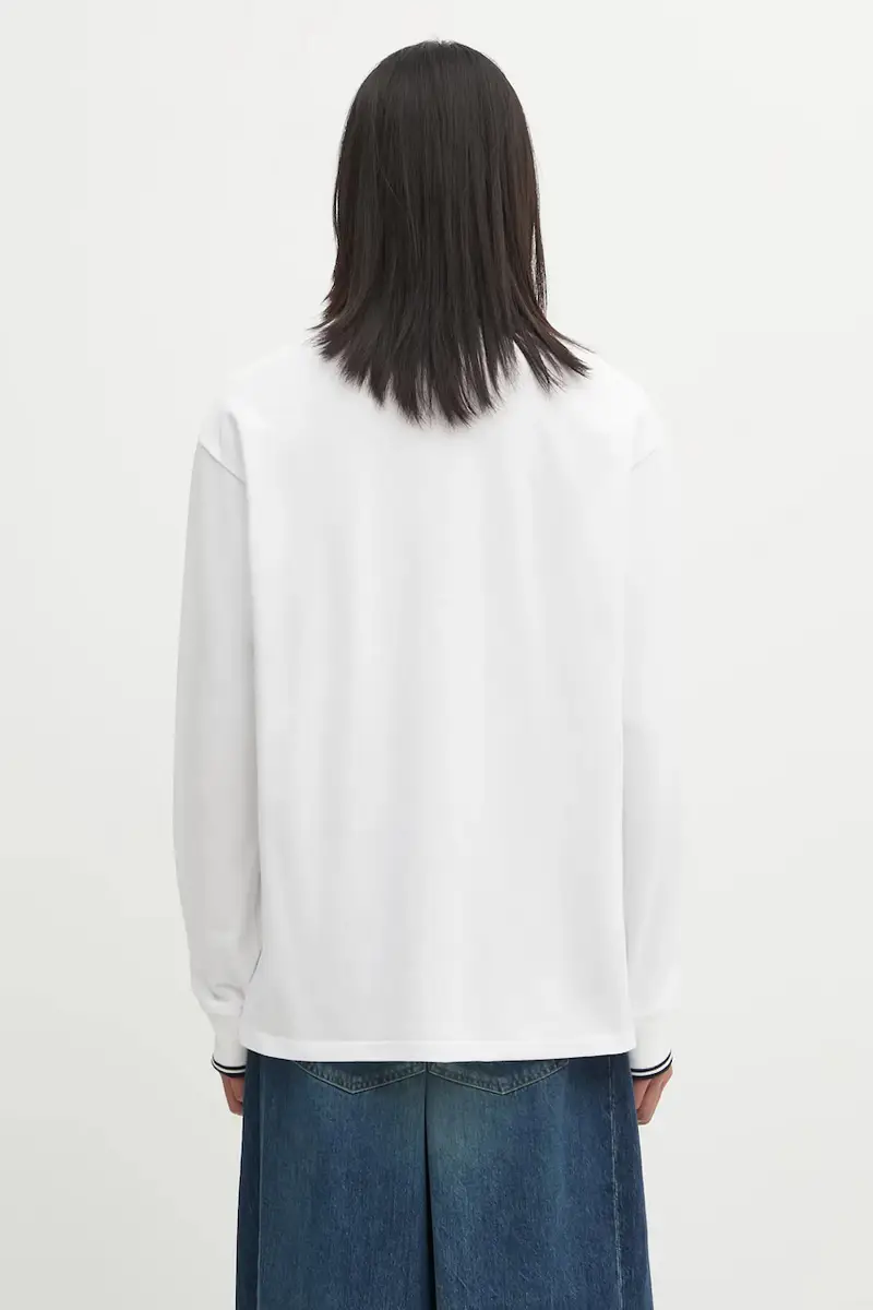 top a maniche lunghe in cotone colore bianco RW347 miniatura 3