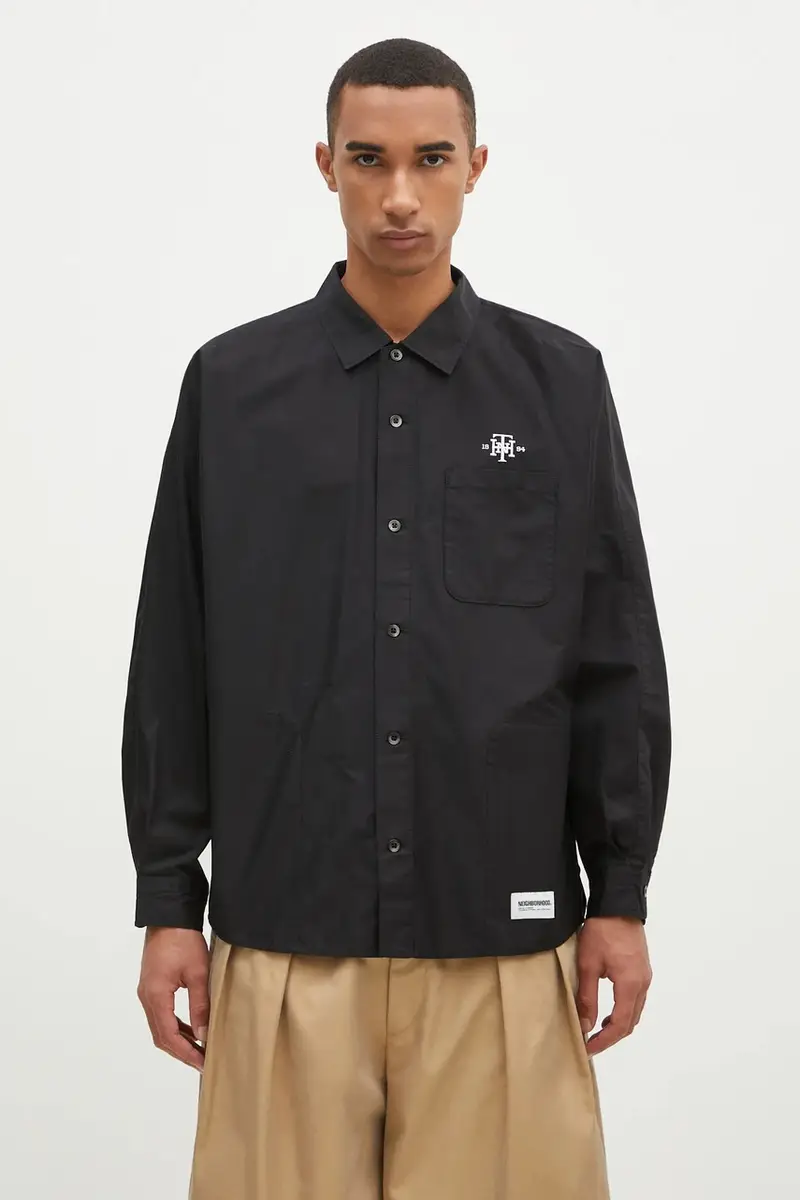 camicia in cotone Dolmansleeve Shirt Longsleeve uomo colore nero 242AQNH.SHM02