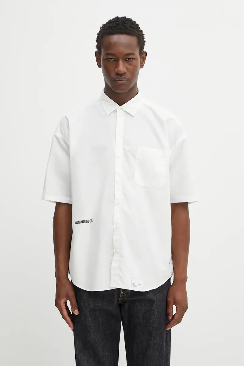 camicia in cotone over shirt ss uomo colore bianco 251BENH-SHM02