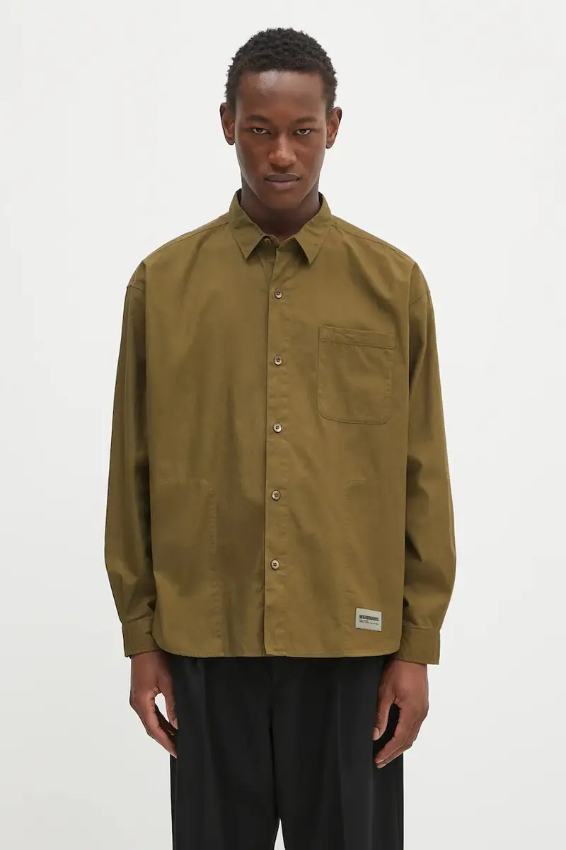 camicia in cotone Plain Shirt Ls uomo colore verde 242SPNH.SHM02