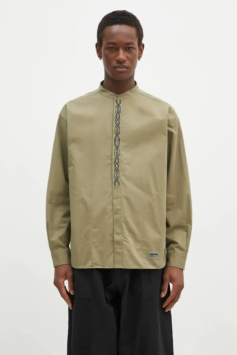 camicia in cotone uomo colore verde 242AQNH.SHM04