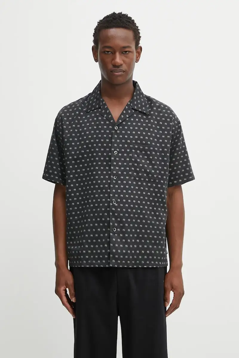 camicia monogram pattern hawaiian shirt ss uomo colore nero 251TSNH-SHM11