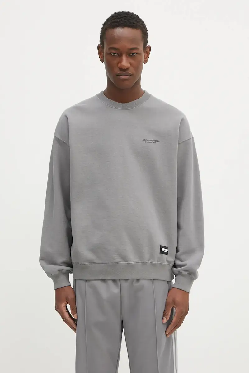 felpa in cotone Classic Sweat Shirt Ls uomo colore grigio 242FPNH.CSM01