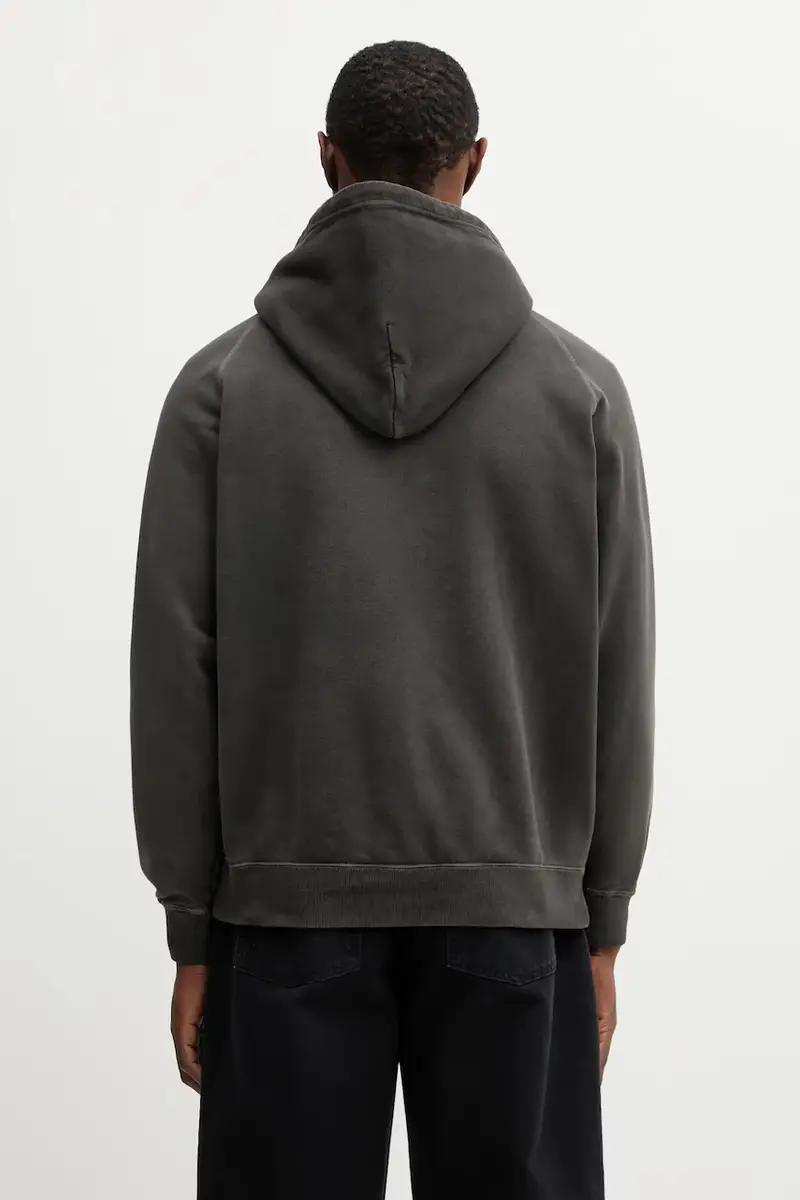 felpa in cotone PIGMENT DYED SWEAT uomo colore grigio con cappuccio 252FPNH.CSM05 miniatura 3