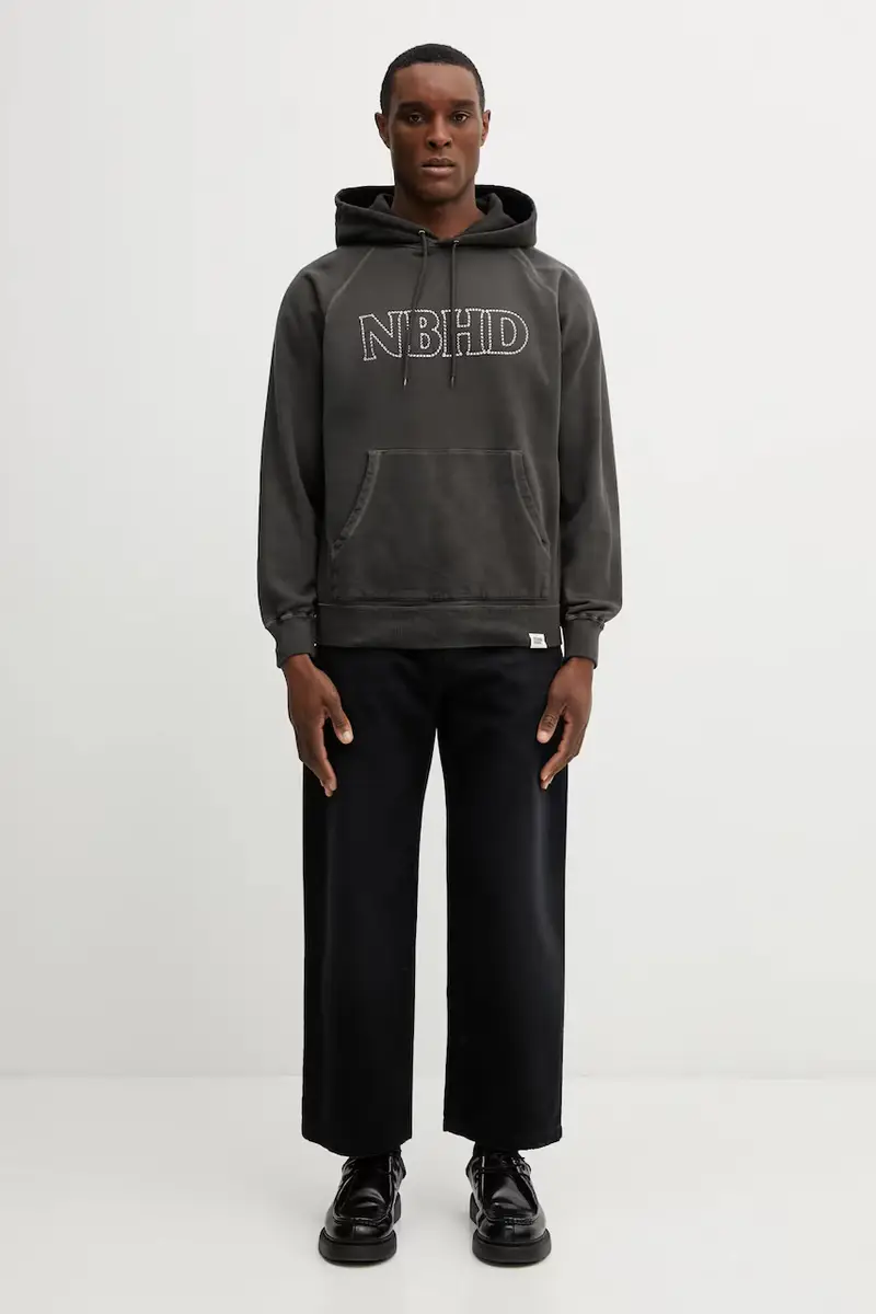 felpa in cotone PIGMENT DYED SWEAT uomo colore grigio con cappuccio 252FPNH.CSM05 miniatura 5