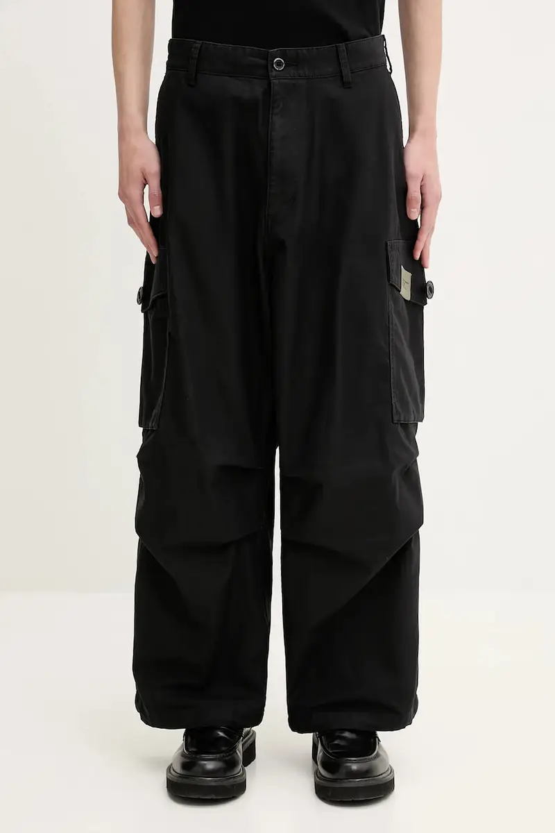 pantaloni in cotone Wide Cargo Pants uomo colore nero 251SPNH.PTM06