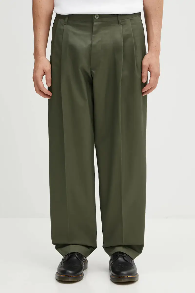 pantaloni TWO TUCK uomo colore verde 252ZANH.PTM06