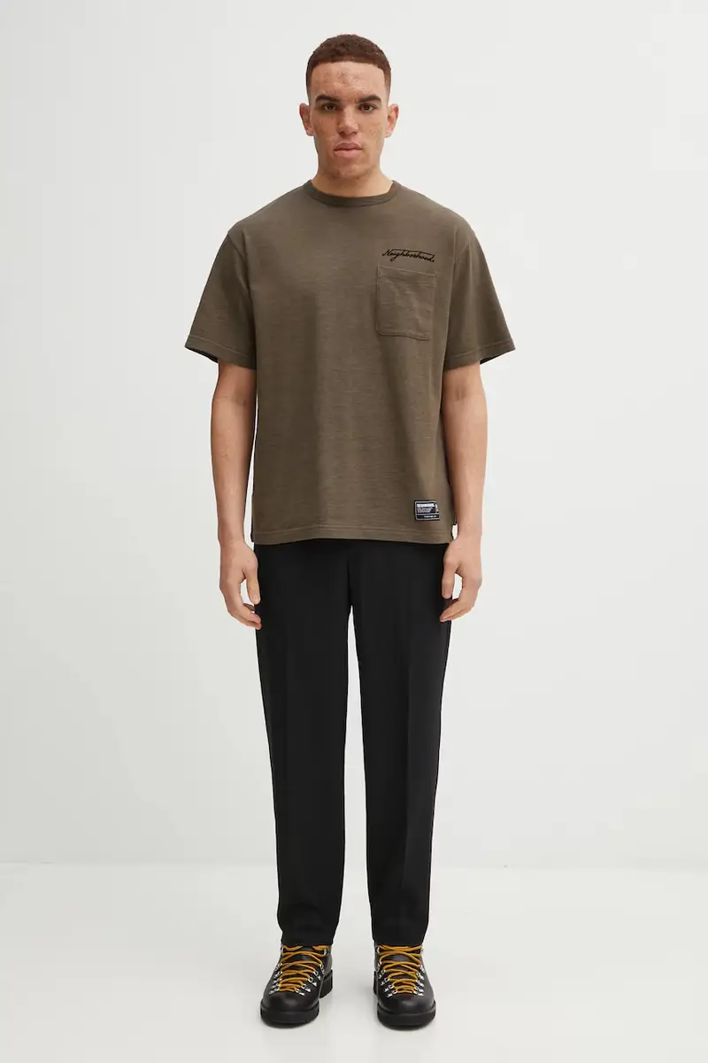 Neighborhood T-shirt Uomo Verde 3474268 miniatura 5