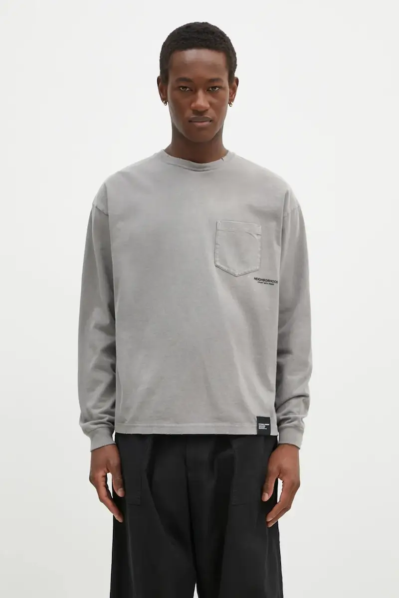 top a maniche lunghe in cotone colore grigio 242FPNH.CSM15