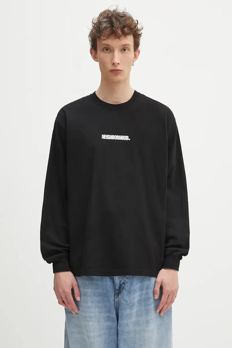 top a maniche lunghe in cotone NH . Tee LS-3 colore nero 242PCNH.LT03