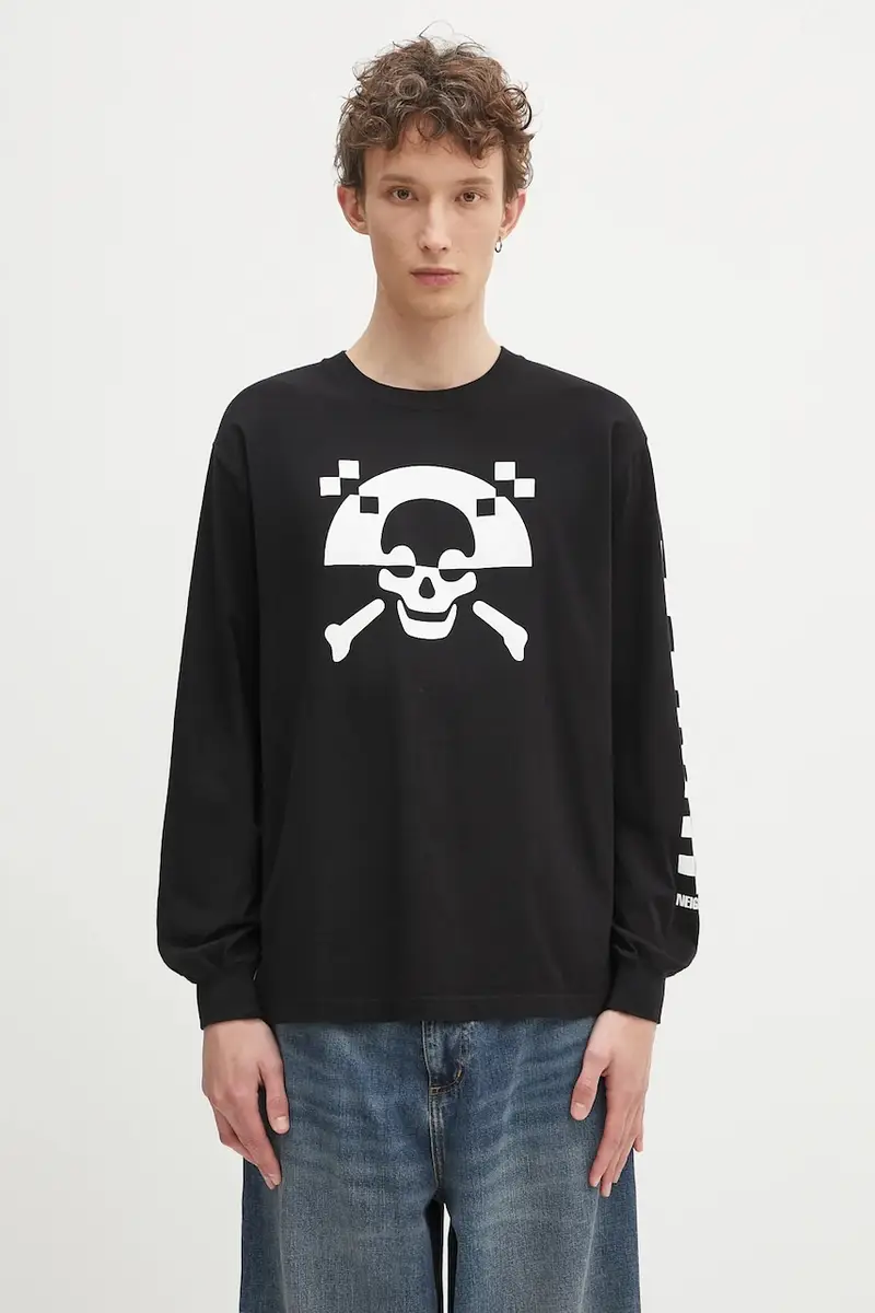 top a maniche lunghe in cotone NH . Tee LS-5 colore nero 242PCNH.LT05