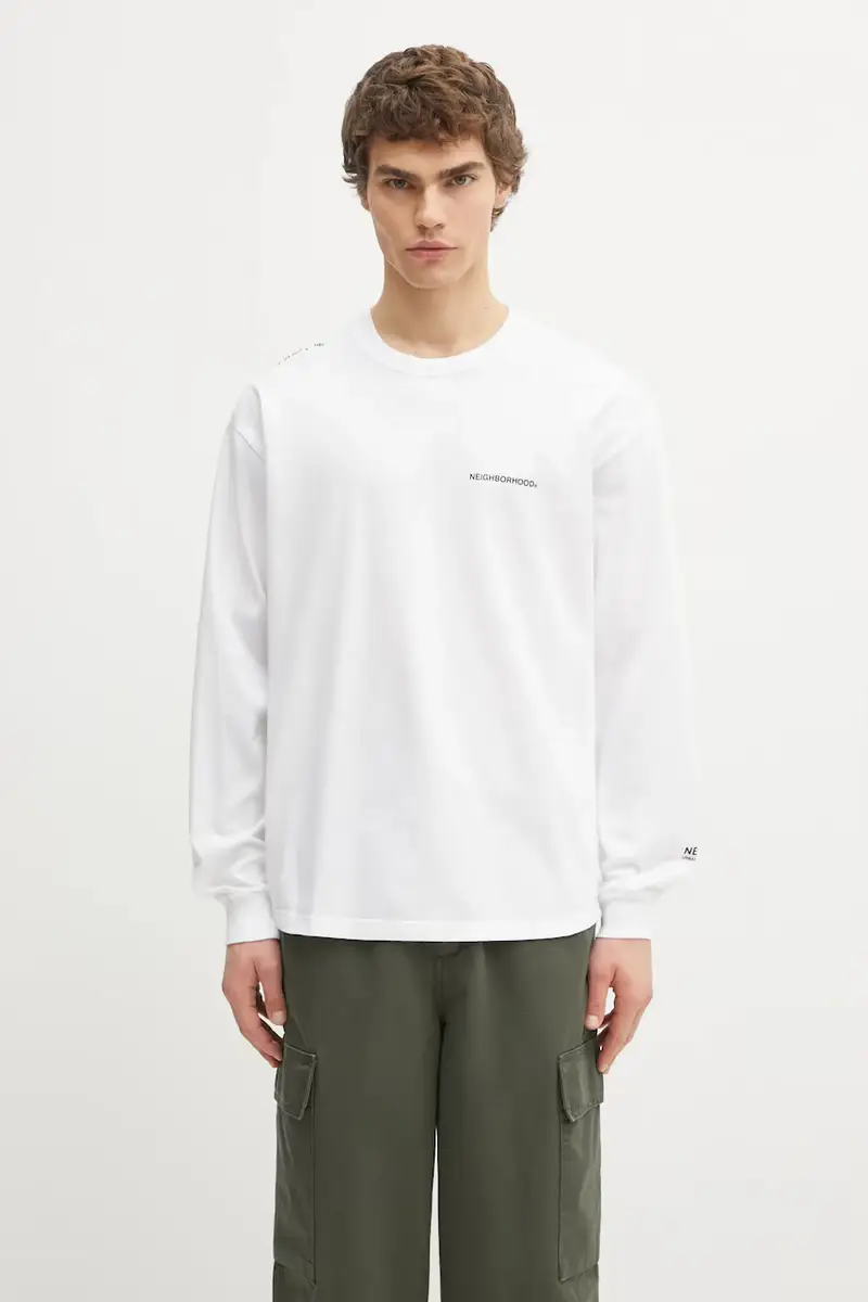 top a maniche lunghe in cotone Nh . Tee Ls-8 colore bianco 242PCNH.LT08