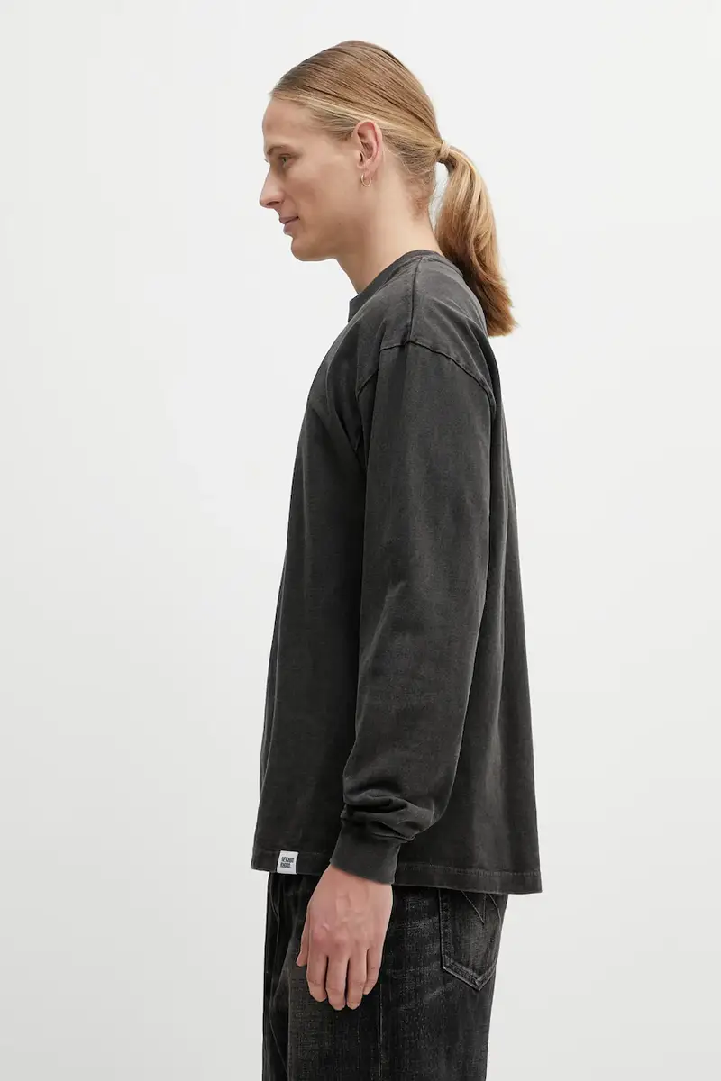 top a maniche lunghe in cotone PIGMENT DYED colore grigio con applicazione 252FPNH.CSM06 miniatura 2