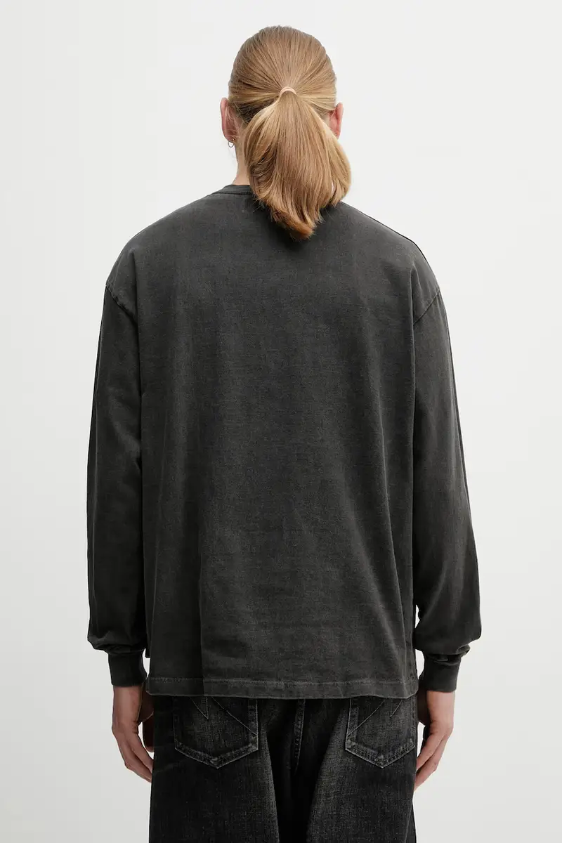 top a maniche lunghe in cotone PIGMENT DYED colore grigio con applicazione 252FPNH.CSM06 miniatura 3