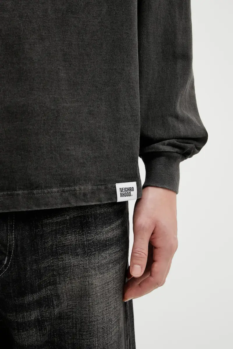 top a maniche lunghe in cotone PIGMENT DYED colore grigio con applicazione 252FPNH.CSM06 miniatura 4