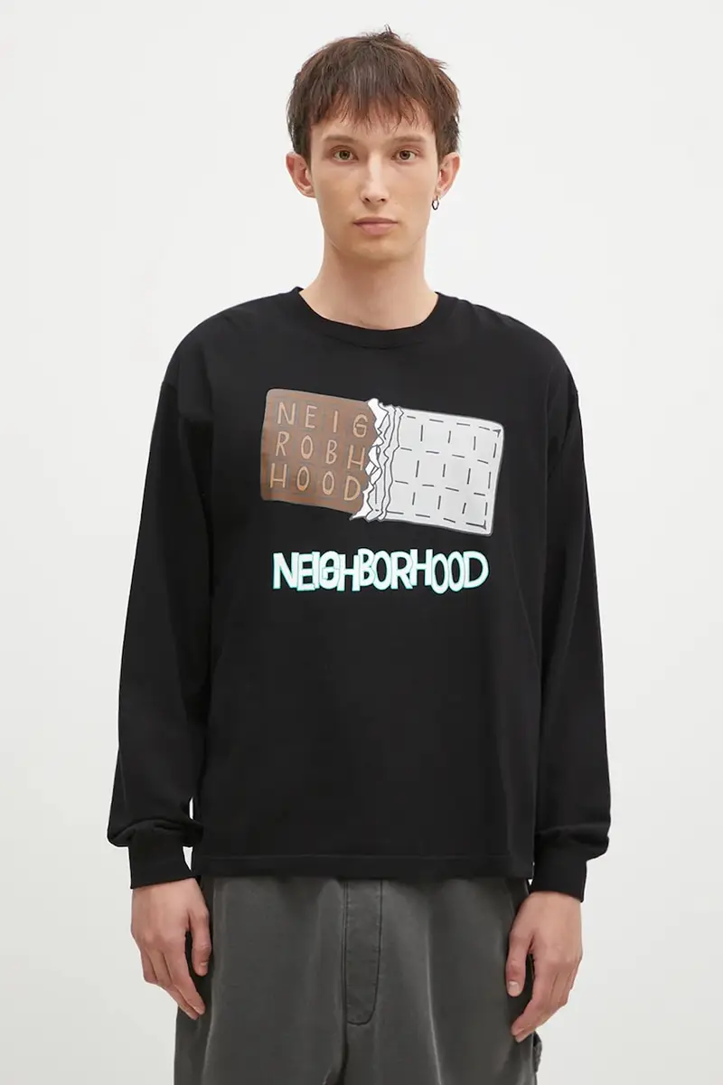 top a maniche lunghe in cotone Tee Longsleeve-13 colore nero 242PCNH.LT18