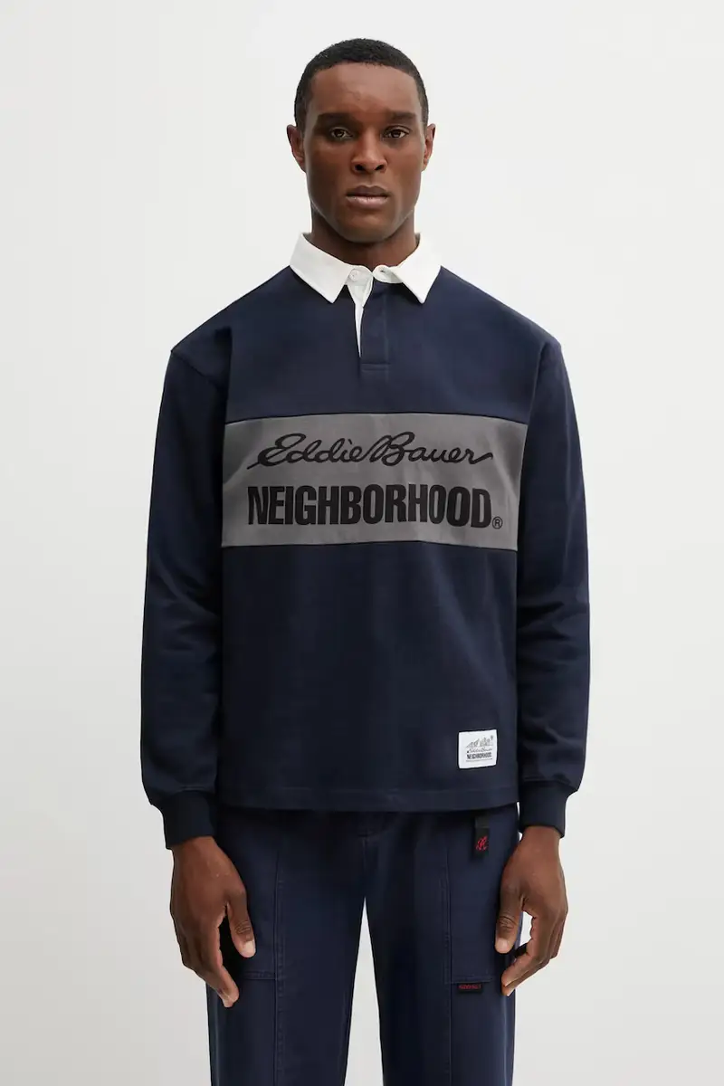 top a maniche lunghe in cotone X EDDIE BAUER RUGBY colore blu navy 252ZMEBN.CSM03