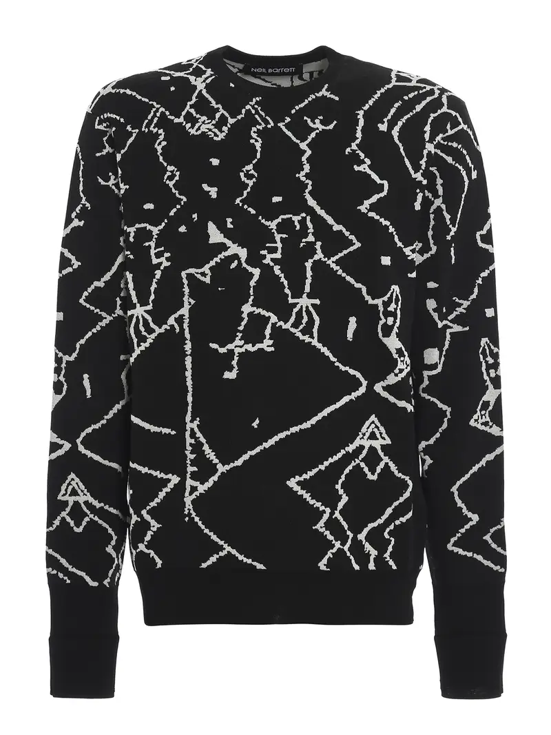 Maglione con intarsi geometrici Nero