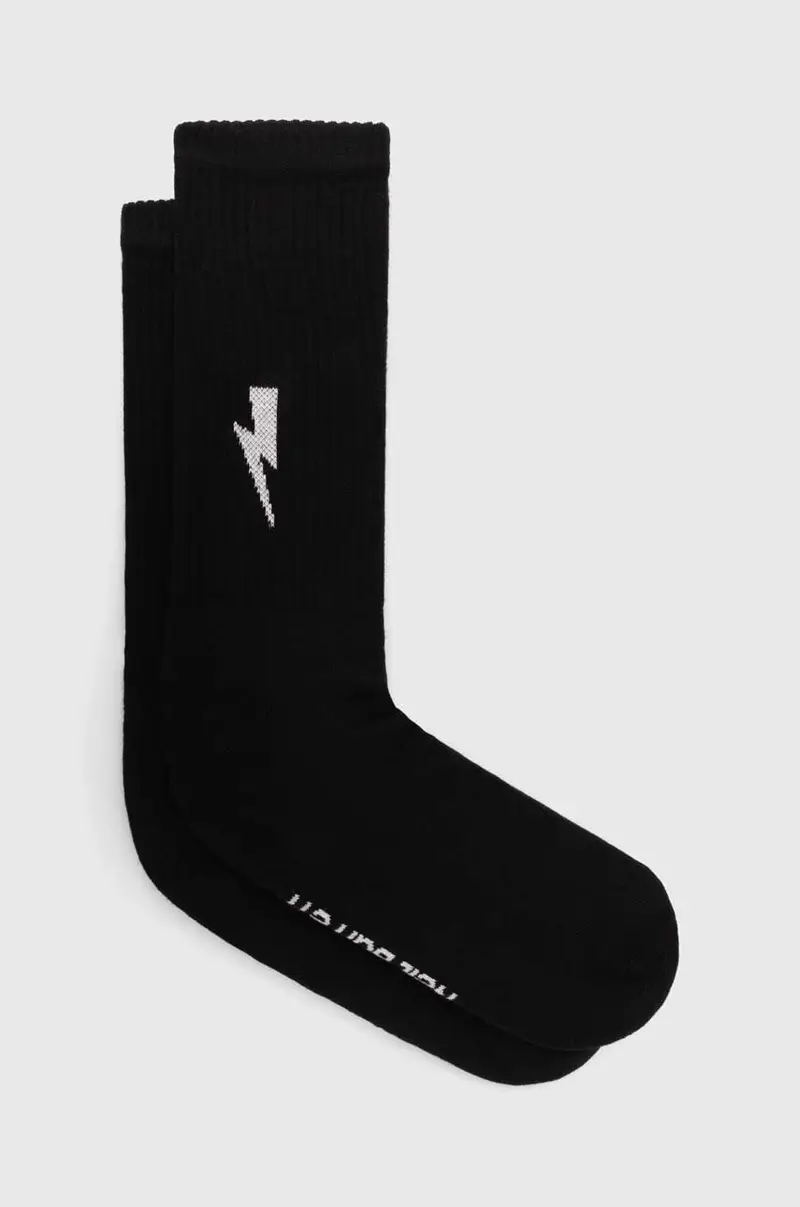 Neil Barett calzini BOLT COTTON SKATE SOCKS PBAC116.C9400.514 Nero