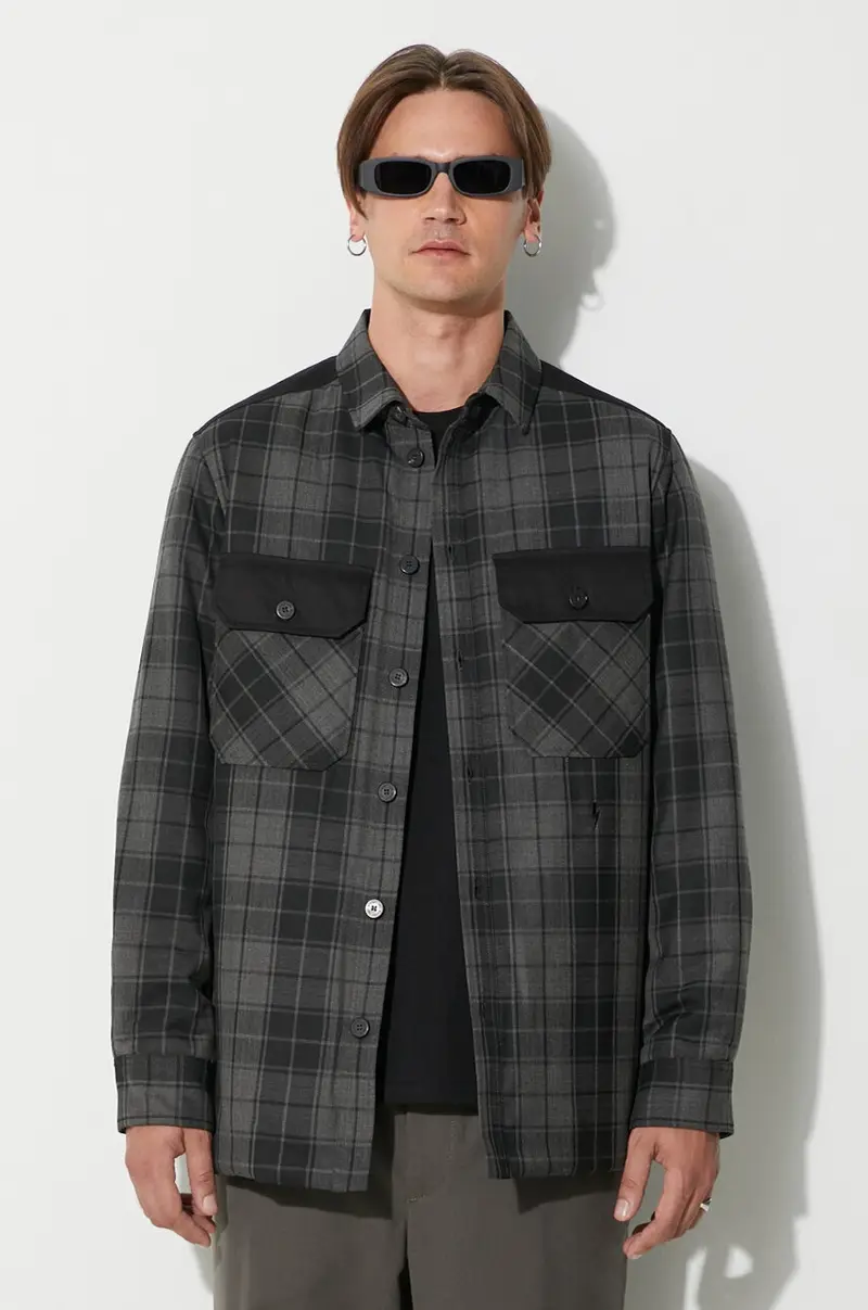 Neil Barett giacca LOOSE BICOLOR FLAP POCKET PADDED uomo PBCS024C.V041C.888 Grigio