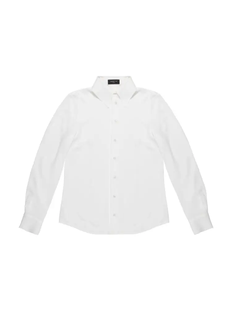 camicia flass in doppia georgette, leggera e semi-trasparente