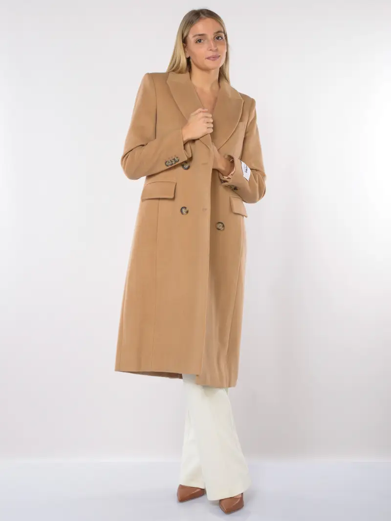 cappotto da donna Nenette in lana e cachemire a doppiopetto BEIGE miniatura 2