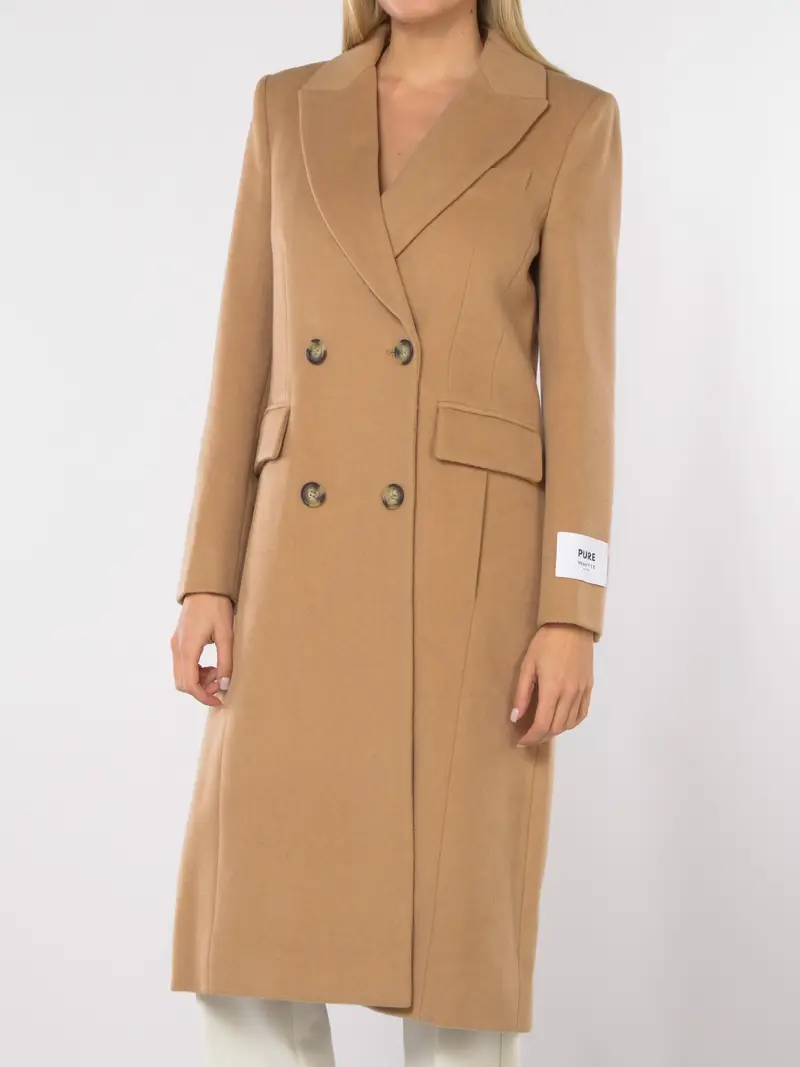 cappotto da donna Nenette in lana e cachemire a doppiopetto BEIGE