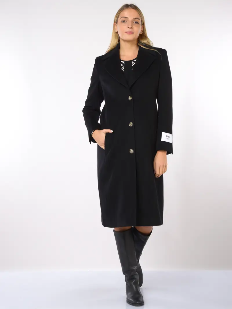 cappotto da donna Nenette in lana e cachemire a monopetto NERO miniatura 2