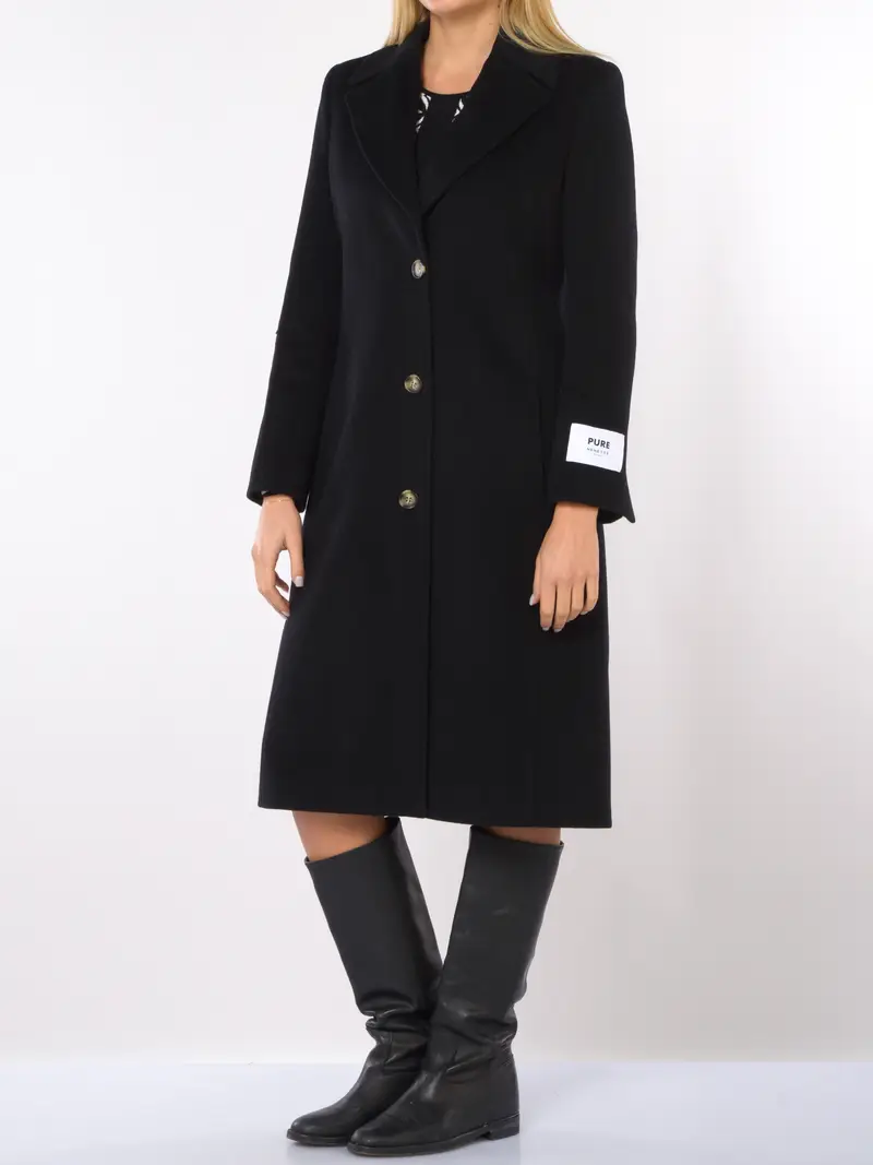 cappotto da donna Nenette in lana e cachemire a monopetto NERO